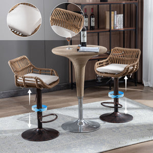 Modern Swivel Bar Stools Set Of 2 Adjustable Counter Height Chairs With Footrest For Kitchen, Dining Room Beige