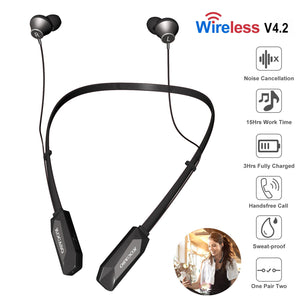 Black-Red Color Options -- 1Pc Wireless Neckband Headphones V4