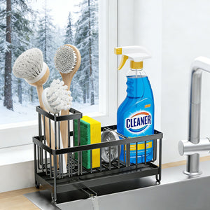 Kitchen Sink Rack Sponge Holder Soap Dish Drain Storage Organi...