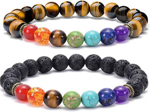 2-14 Pcs Men Women 8Mm Lava Rock 7 Chakra Aromatherapy Essential