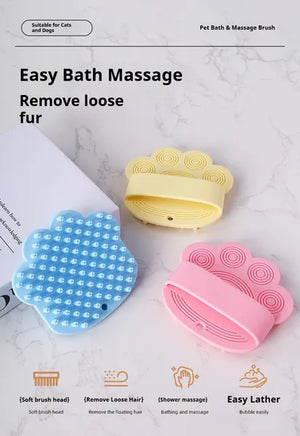 Dog Bath Brush,Pet Bath Comb Brush Soothing Massage Rubber Com...