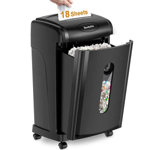 Woolsche Paper Shredder, 18-Sheet Cross Cut With 7.93Gallon Pull Out Bin, P-4 Security Level, Shred Paper And Credit Card And CD, Durable&Fast With Auto Jam Proof System Shredder For Office