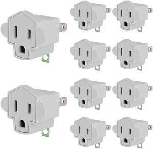 3 Prong to 2 Prong Polarized Grounding Adapter, Wall Outlet