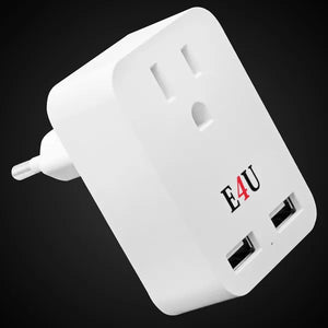 European Travel Plug Adapter W 2 USB-Ports Universal Adopter