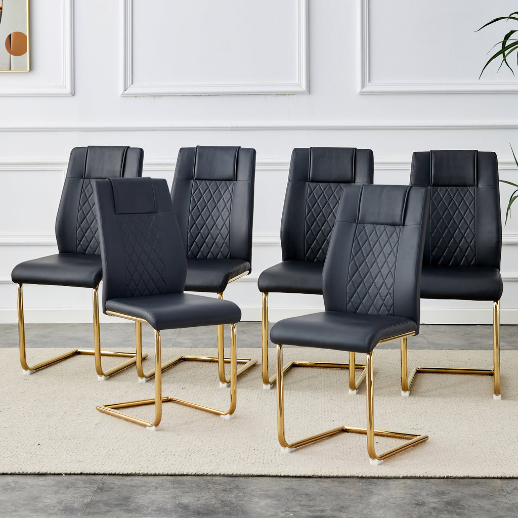 Modern Dining Chairs With Faux Leather Padded Seats,dining Room Chairs,gold Meta