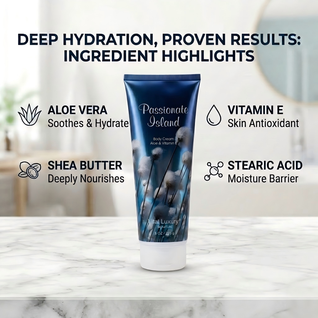 Passionate Island Moisturizing Body Cream, Ultra-Nourishing Lotion With Vitamin 