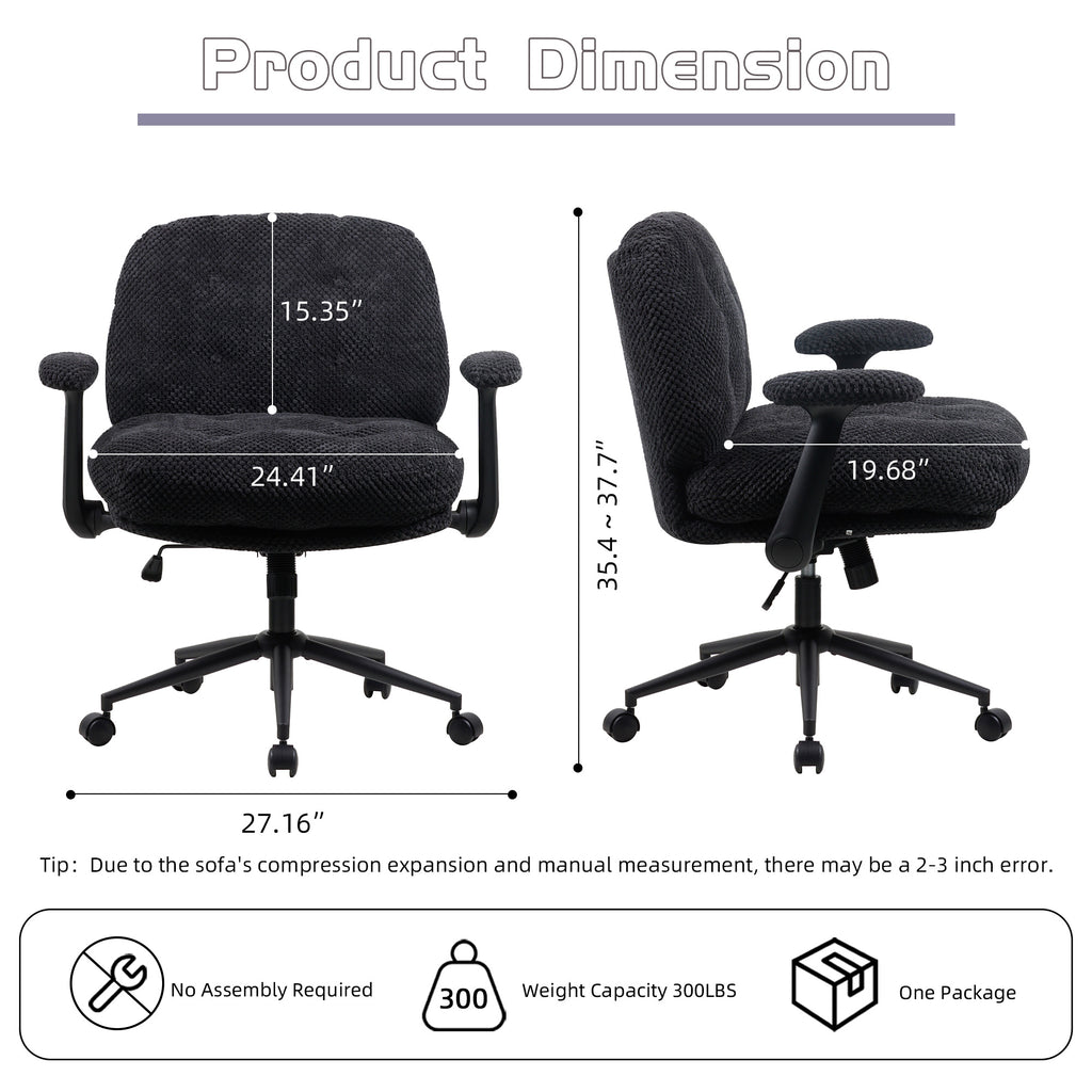 Cross Legged Office Chair With Flip-Up Arms, Adjustable Height Swivel Desk Chair