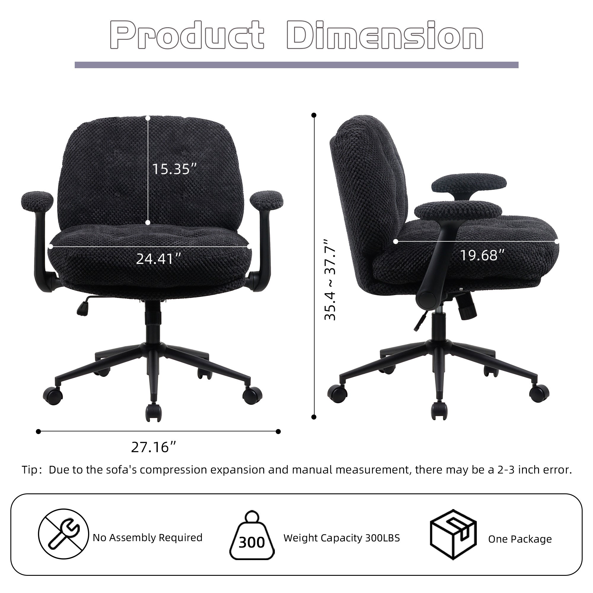 Cross Legged Office Chair With Flip-Up Arms, Adjustable Height Swivel Desk Chair