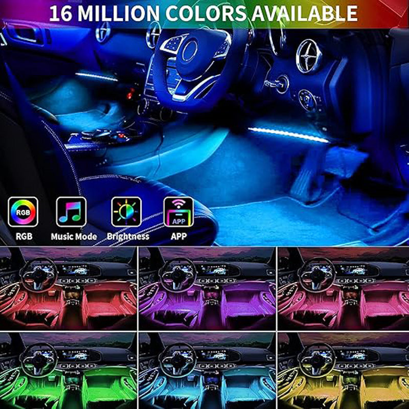 Car LED Strip Lights Kit, Auto Interior Ambient RGB LED Strip Atmosphere Car Dec