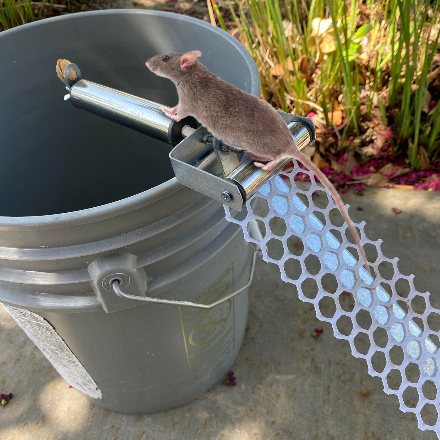 Rolling Mouse Trap With 19.69in Mesh Ramp, Humane Galvanized Metal Rat Trap, Reu