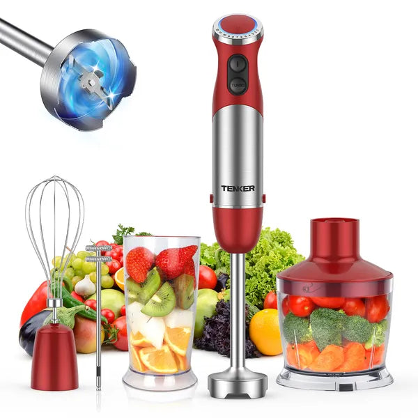 TENKER 5-in-1 Hand Immersion Blender, 1000W 12 Speed Handheld Blender, Copper Mo