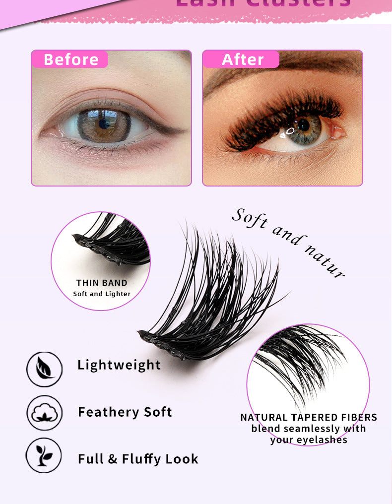 DIY Lash Extension Kit 280pcs Individual Lash Clusters D Curl 30D 40D Thick Volu