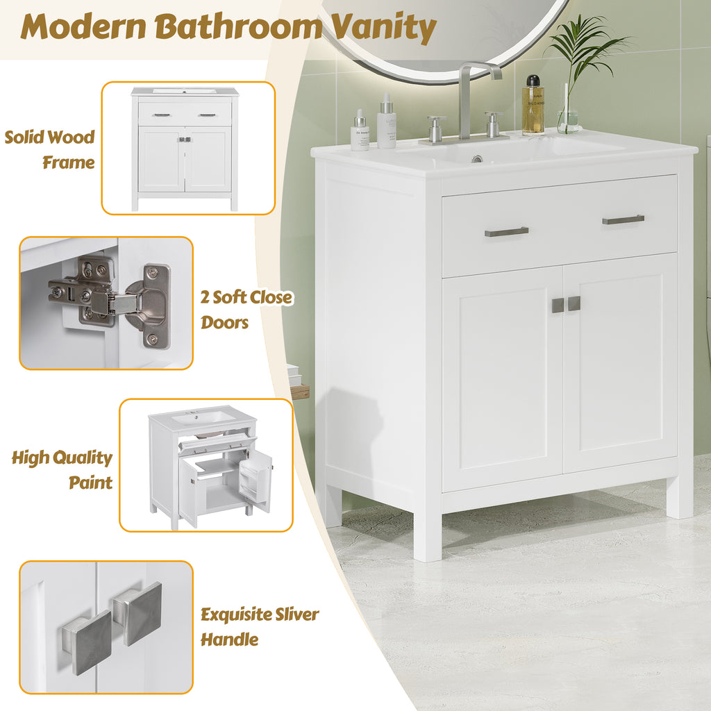 60  Modern White Bathroom Vanity Set With Double Vanities  Separate , Double Cer