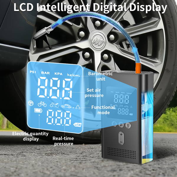 Portable Car Starter With Air Compressor,150PSI Digital Tire Inflator,Car Batter