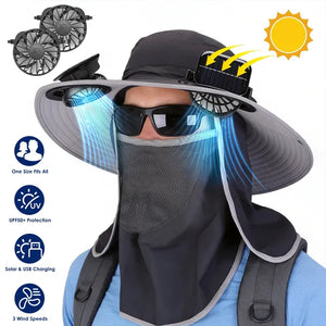 2 In 1 Solar Fan Hat UPF50 & Sun Hat