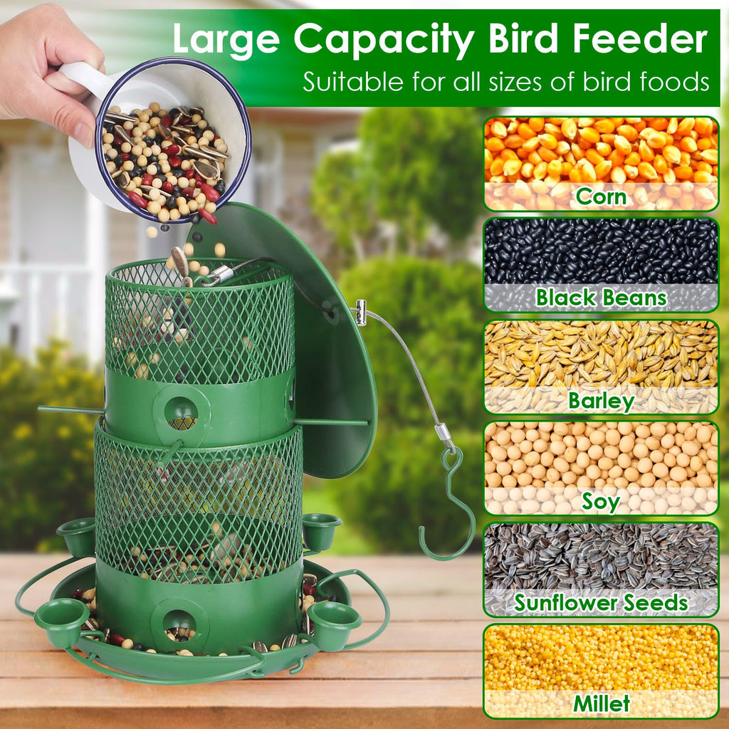 1Pc Wild Bird Feeder Squirrel-Proof Chew-Proof Metal Bird Seed Feeder Outdoor Ha