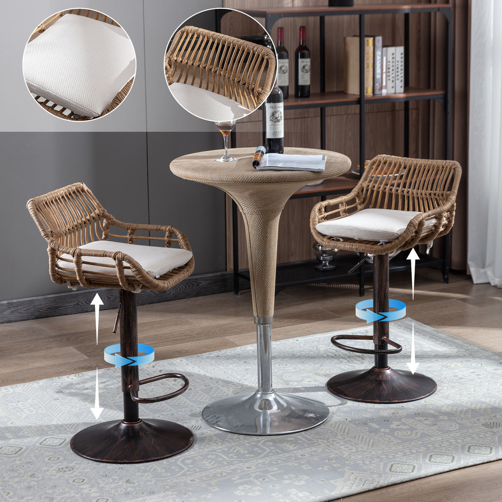 Modern Swivel Bar Stools Set Of 2 Adjustable Counter Height Chairs With Footrest