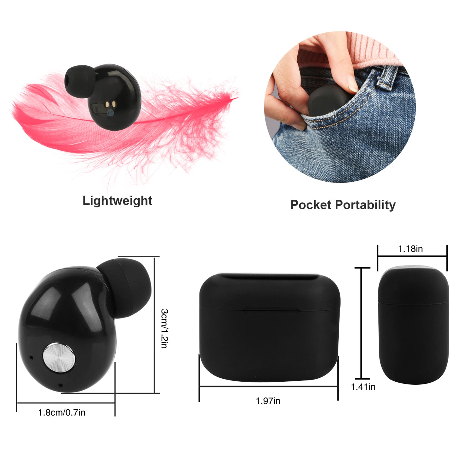 TWS True Wireless V4.2 Earbuds IPX4 In-ear Stereo Earphone Hands-free Deep Bass 