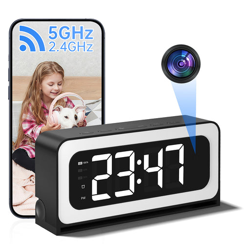 3MP Black Color Wireless Wifi Alarm Clock Camera Video Recording Home Baby Monit