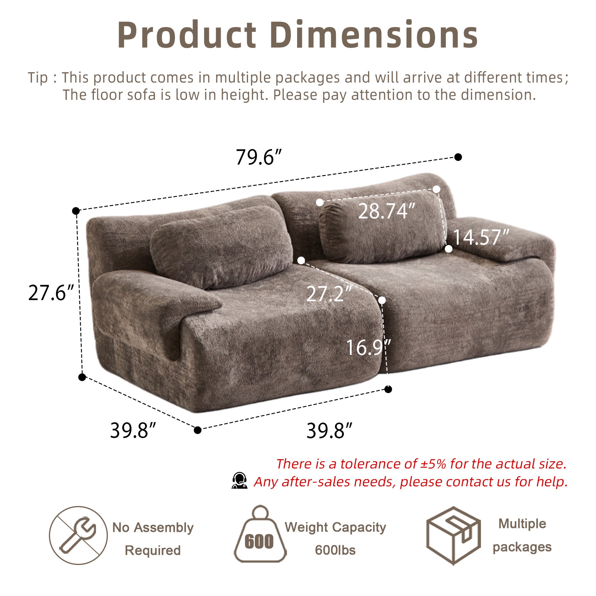 Compression Wave Sofa, Convertible Floor Sofa Bed, DIY Boneless Modular Sectiona
