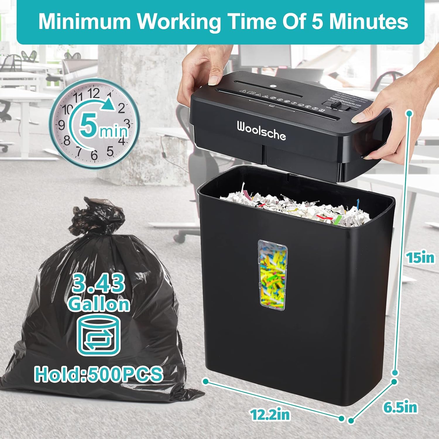 Paper Shredder -10 Sheets Of Paper Cut Horizontally With 3.43 Gallon Paper Baske