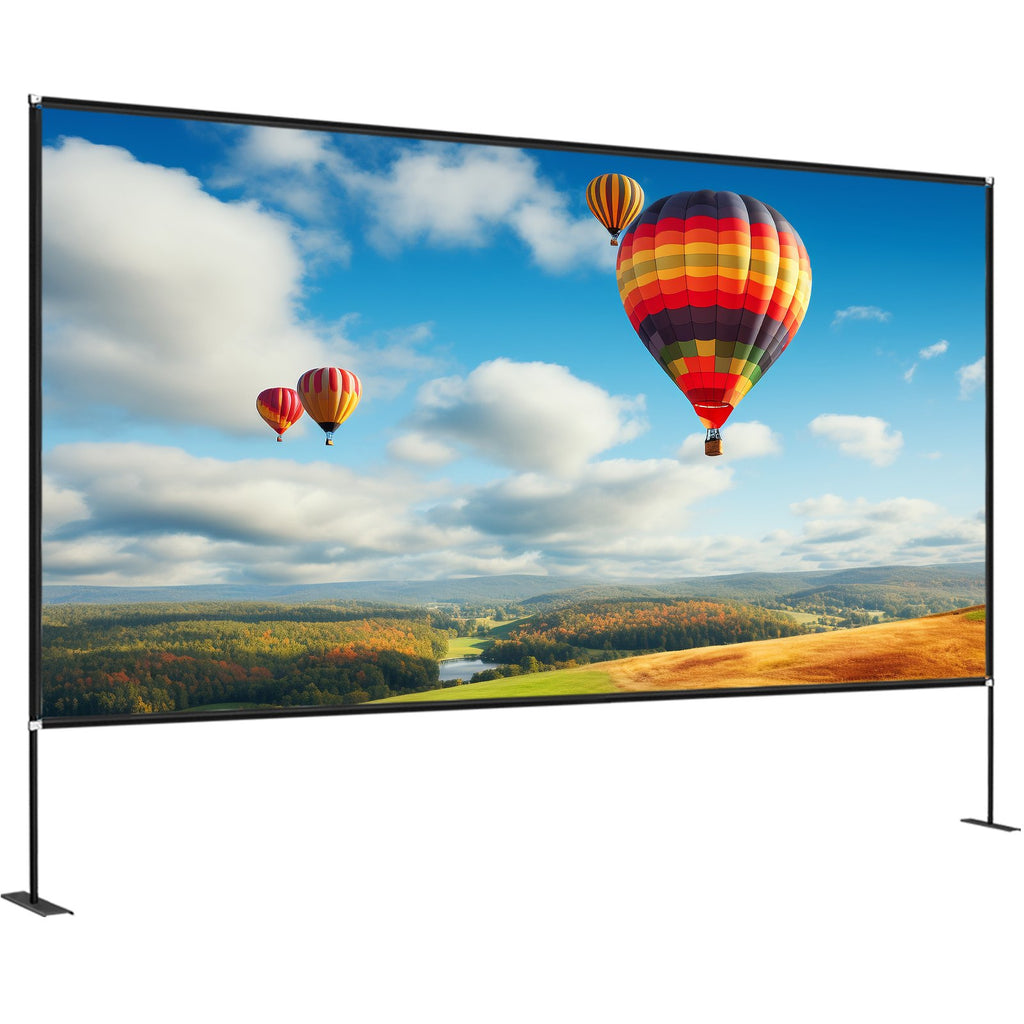 Projector Screen With Stand 150inch Portable Movie Screen 16:9 4K HD Wide Angle 