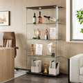Glass Display Cabinet With 4-Shelf Double Doors And Lock, Curio Cabinet 5mm Temp