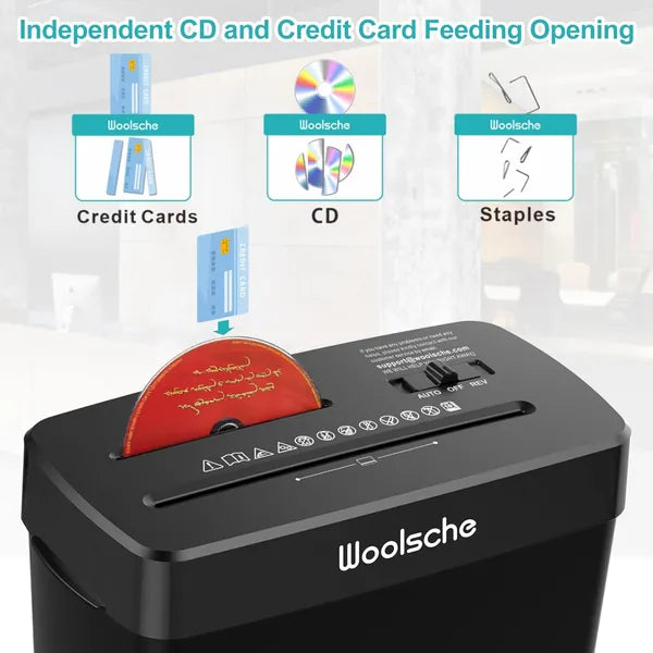 Woolsche Paper Shredder - 10-Sheet Cross Cut With 3.43-Gallon Basket - P-4 Secur