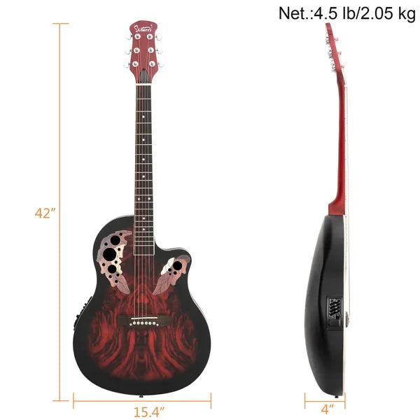 Don't Sell On Amazon - 41 Inch Full-Size Cutaway Acoustic-Electric Guitar Grape 