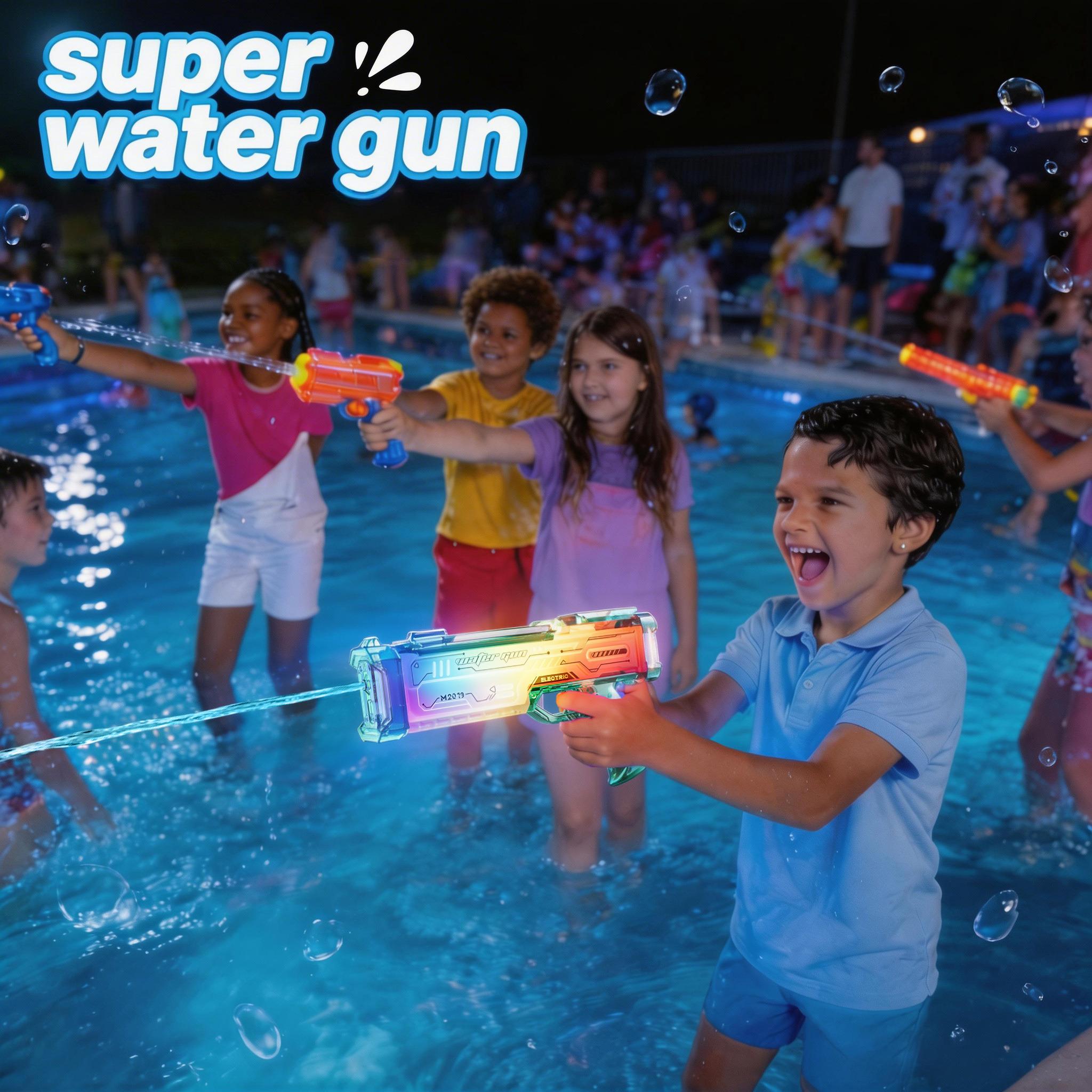 Blue Futuristic Electric Water Gun, Rechargeable Transparent Gradient Water Cann