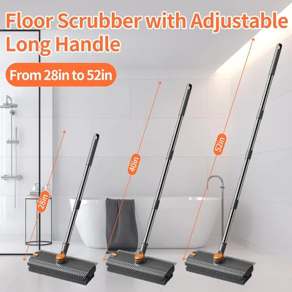 Scrub Brush With Long Handle, Floor Scrub Brush Squeegee Broom For Cleaning, 3 I