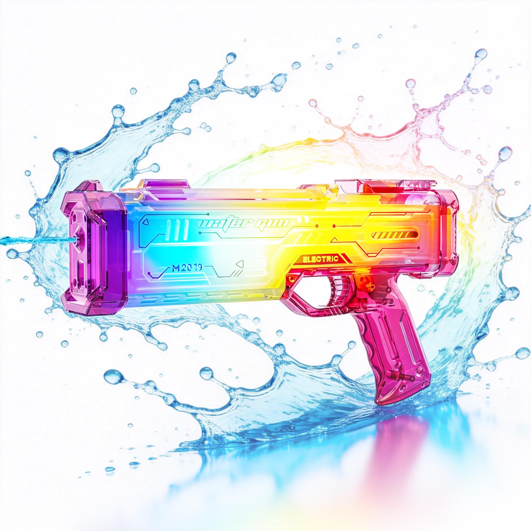 Blue Futuristic Electric Water Gun, Rechargeable Transparent Gradient Water Cann