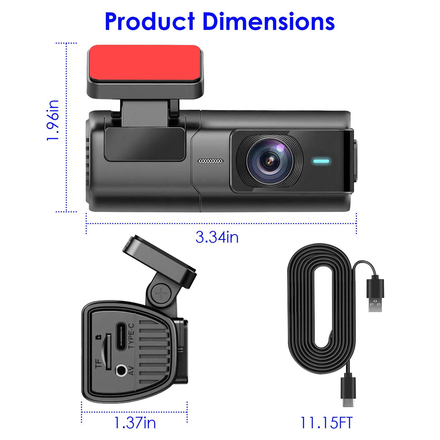 1Pc 2K HD Front Dash Cam For Car With IPS Screen Night Vision Loop Recording Inc