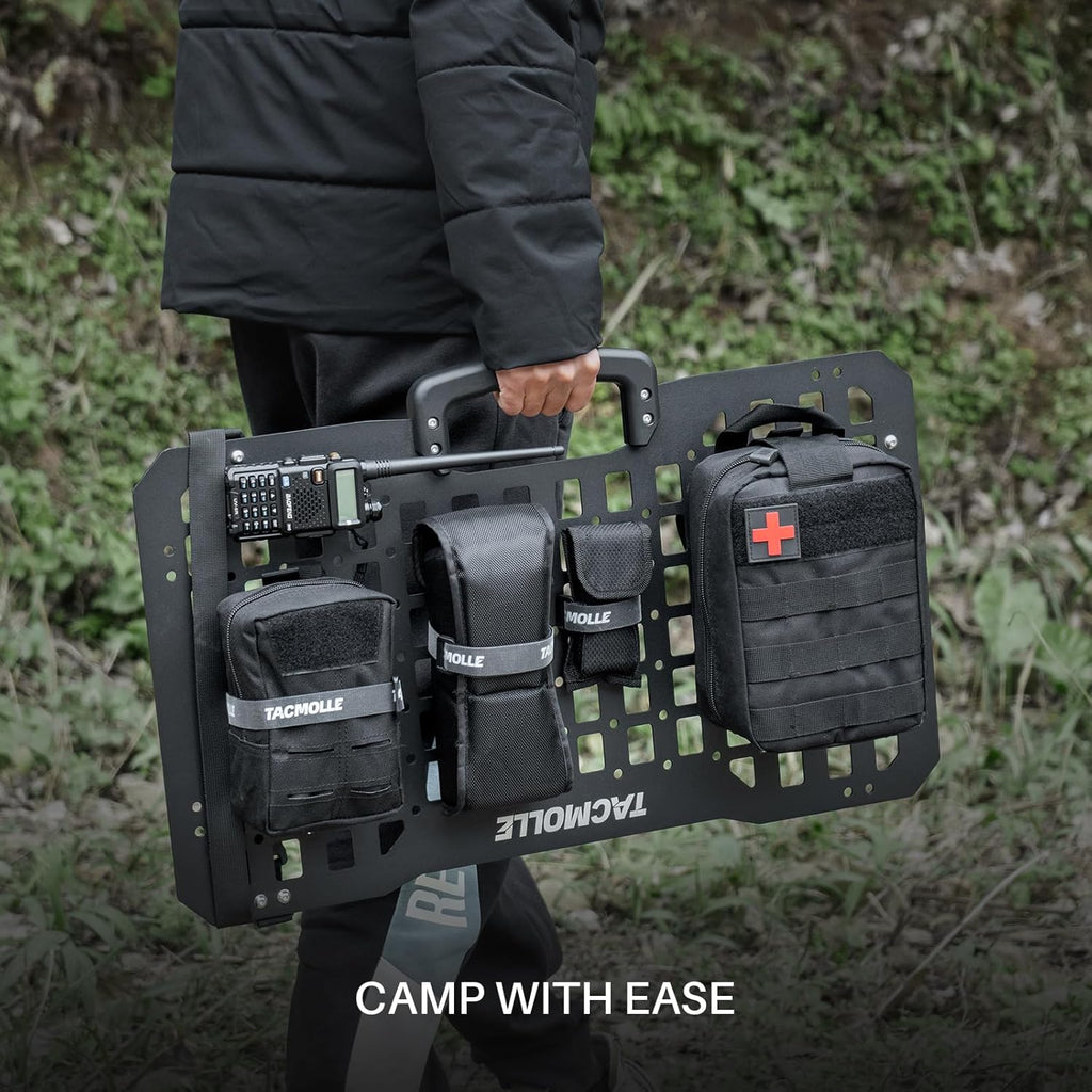 TACMOLLE Portable Rigid MOLLE Panel, Tactical Car Back Seat Organizer With Handl