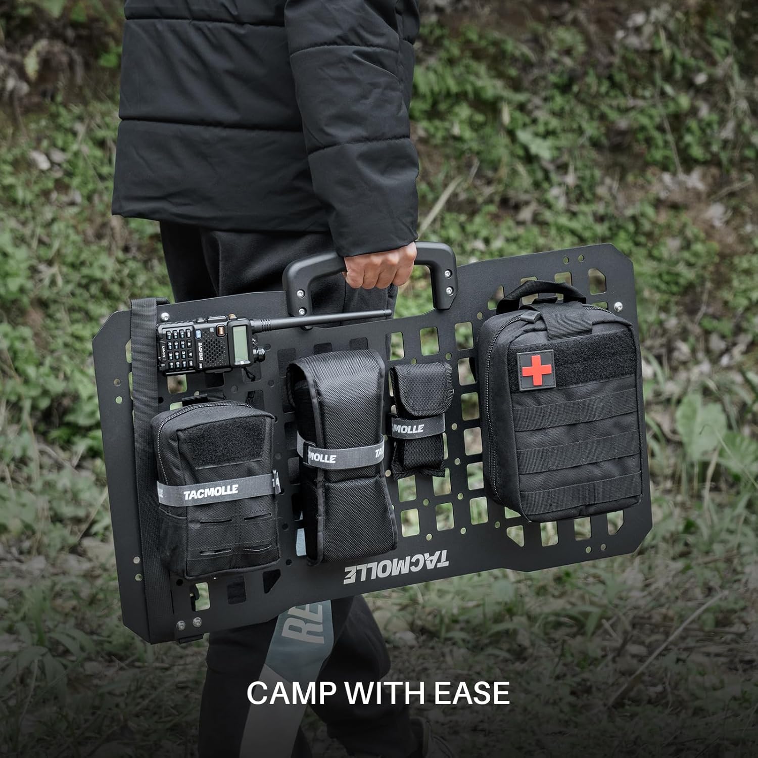 TACMOLLE Portable Rigid MOLLE Panel, Tactical Car Back Seat Organizer With Handl