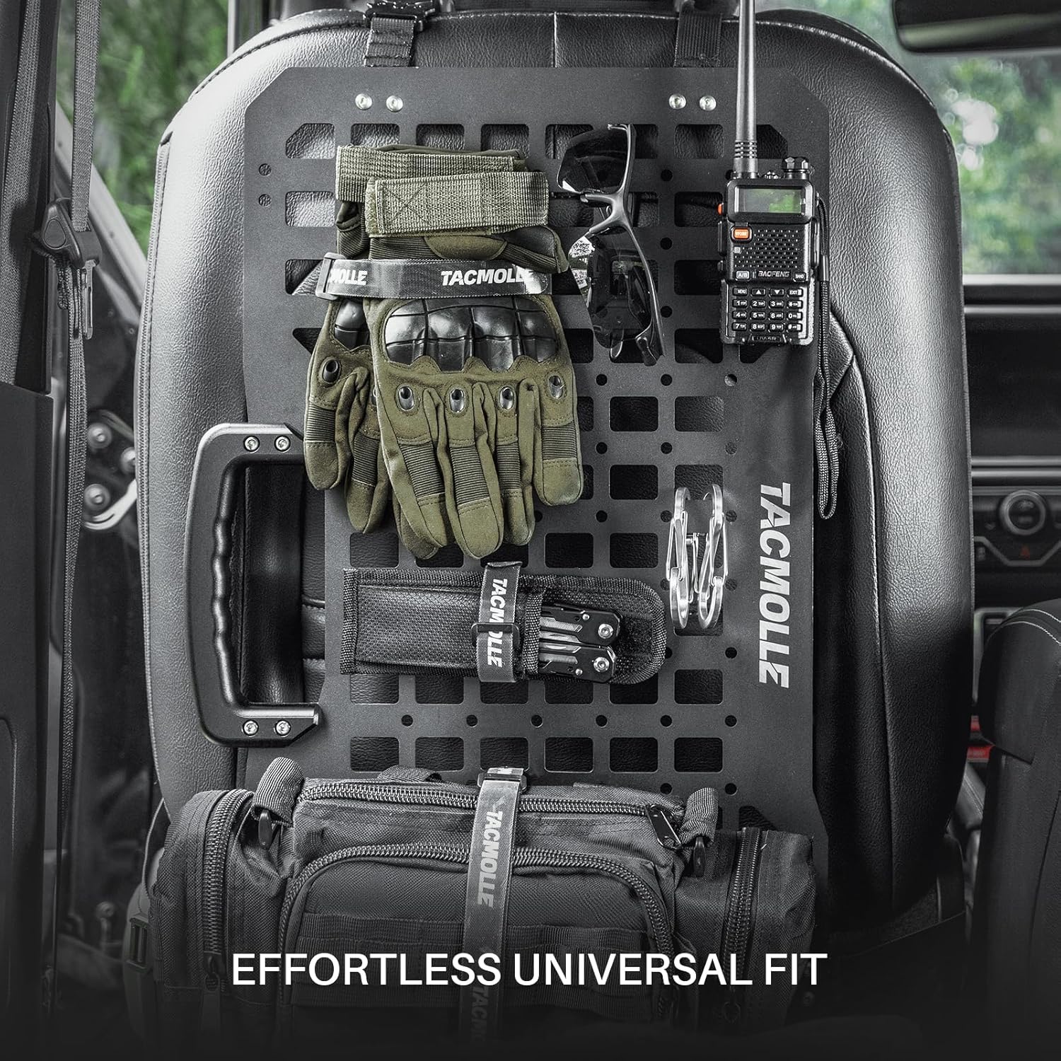 TACMOLLE Portable Rigid MOLLE Panel, Tactical Car Back Seat Organizer With Handl