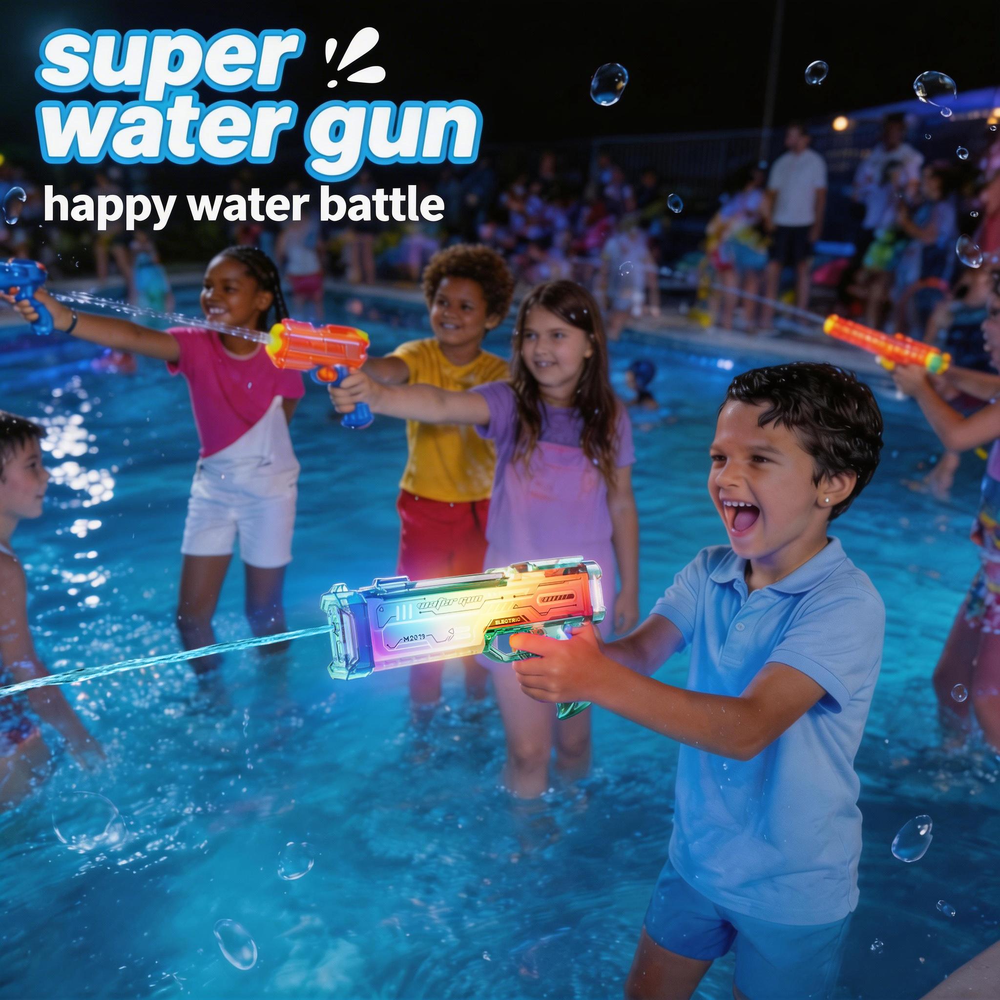 Blue Futuristic Electric Water Gun, Rechargeable Transparent Gradient Water Cann