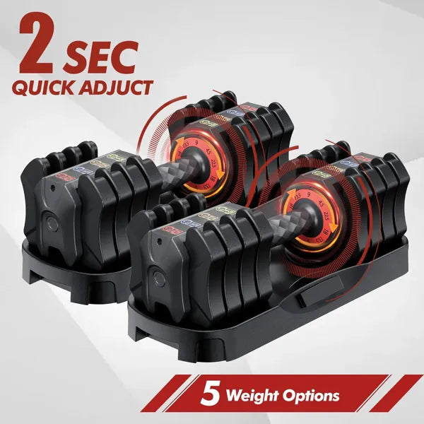 Adjustable Dumbbell Set Of 22.5LB Set-1Sec Adjustable Dumbbell Weights-5 In 1 Fr