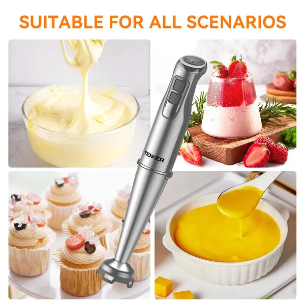 TENKER 1100W Immersion Hand Blender, Stainless Steel Stick Blender With 12-Speed