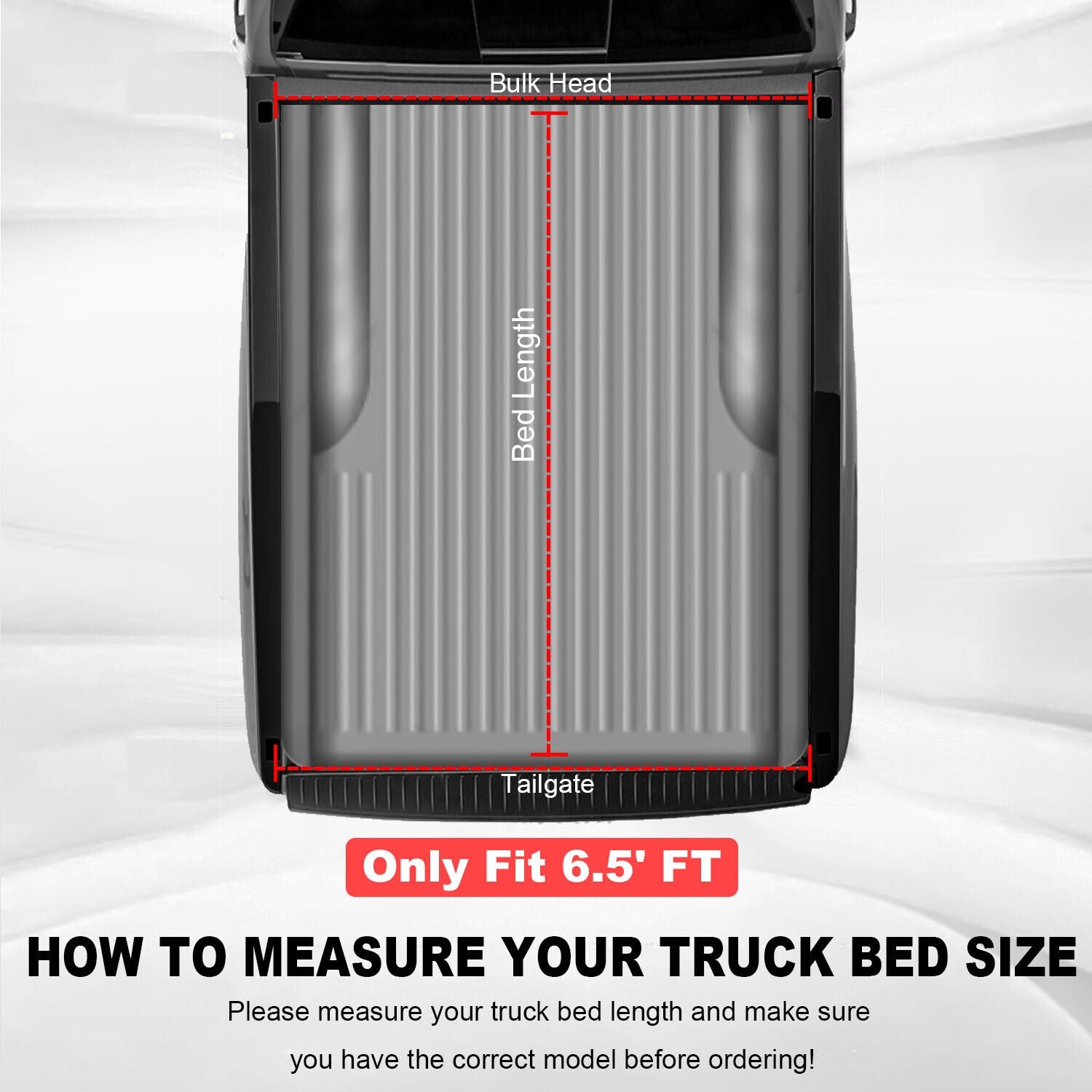 4-Fold 6.5FT Truck Bed Soft Tonneau Cover For 2014-19 GMC Sierra 1500 2500 3500