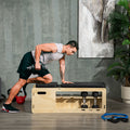 Wooden Workout Bench with Dumbbell Rack and Resistance Bands, Adjustable Incline