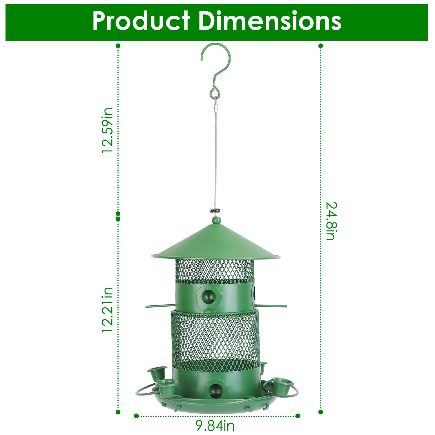 1Pc Wild Bird Feeder Squirrel-Proof Chew-Proof Metal Bird Seed Feeder Outdoor Ha