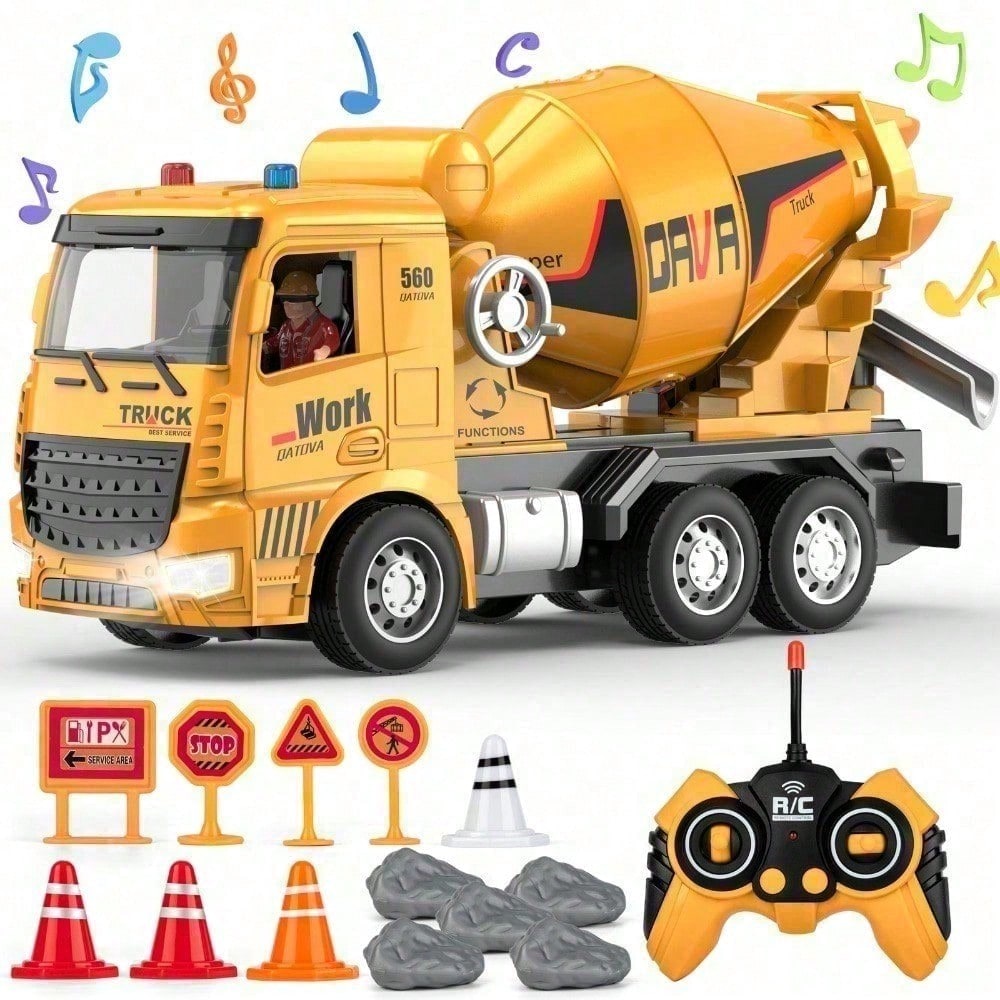 Remote Control Construction Play Set. This Rechargeable Concrete Mixer Truck Is 