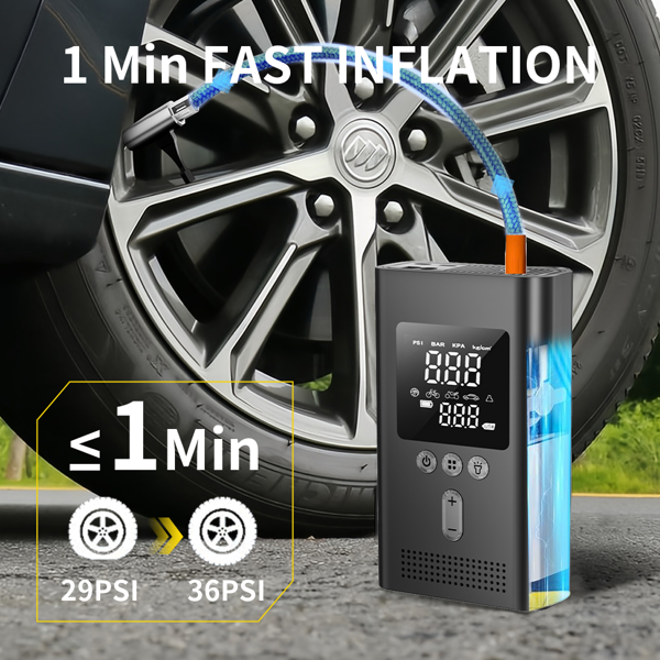 Portable Car Starter With Air Compressor,150PSI Digital Tire Inflator,Car Batter