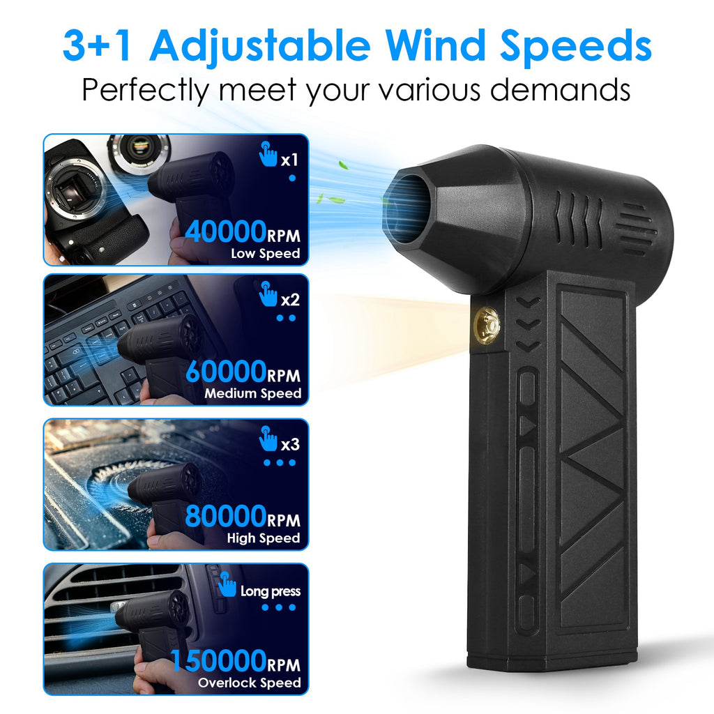 1Pc Compressed Air Duster With LED Light Up To 150000RPM Speed For PC Keyboard C