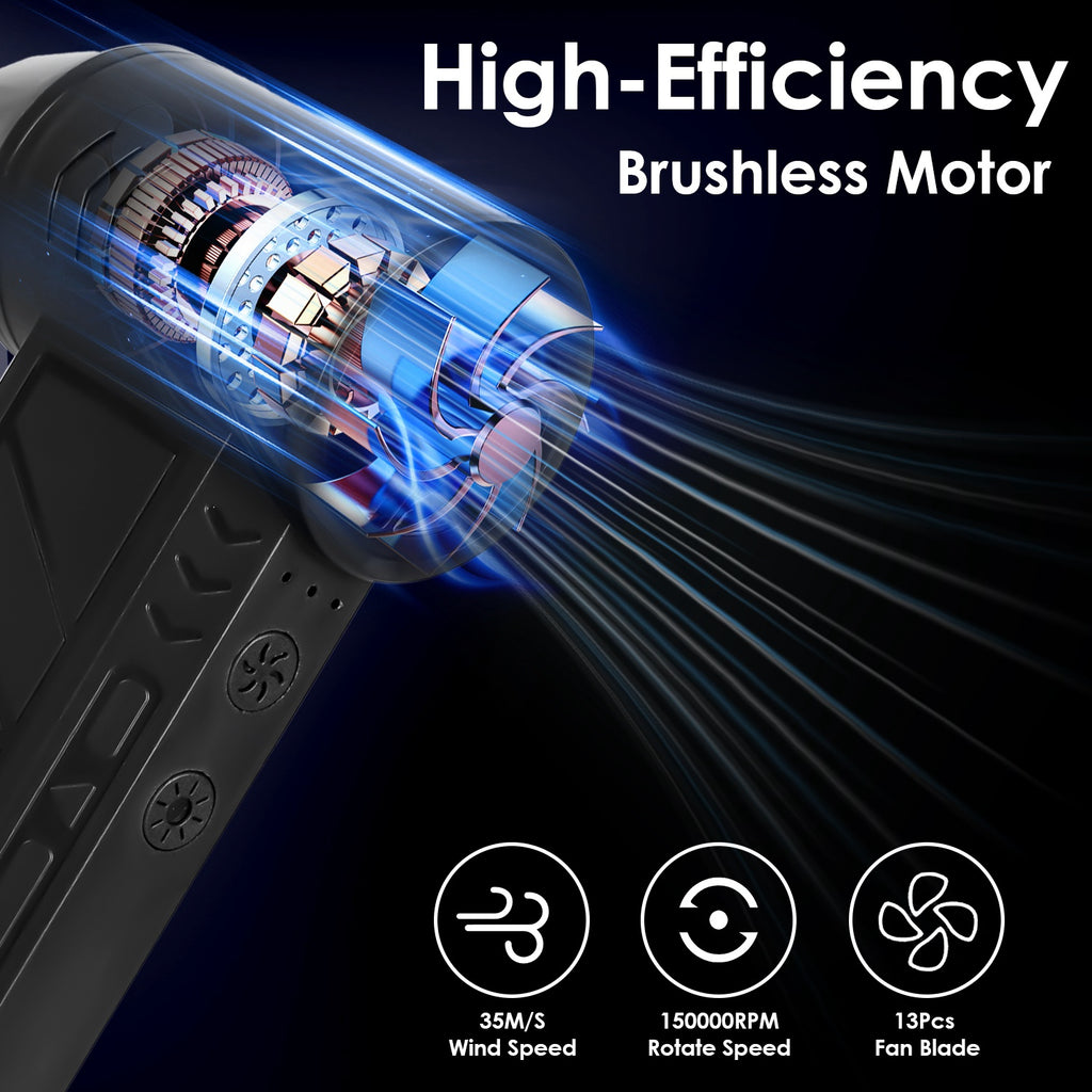 1Pc Compressed Air Duster With LED Light Up To 150000RPM Speed For PC Keyboard C