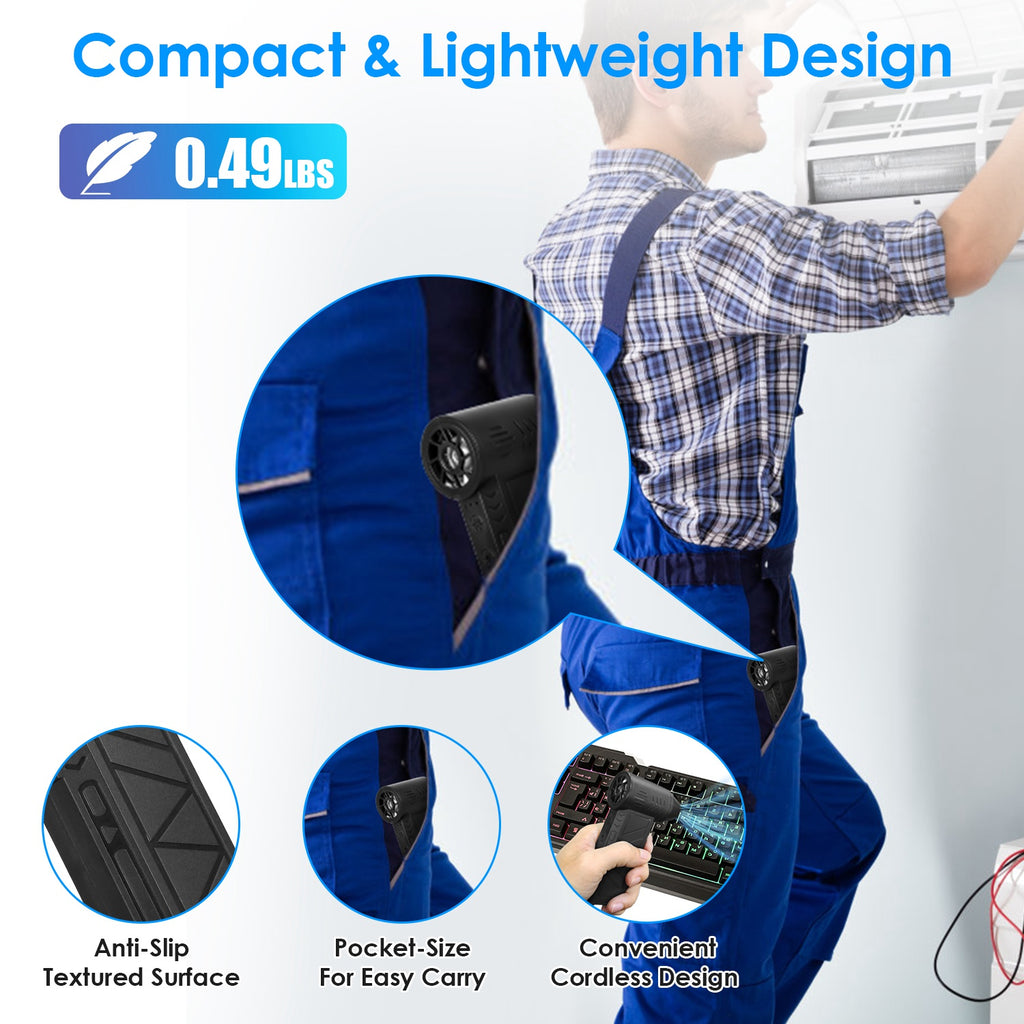 1Pc Compressed Air Duster With LED Light Up To 150000RPM Speed For PC Keyboard C