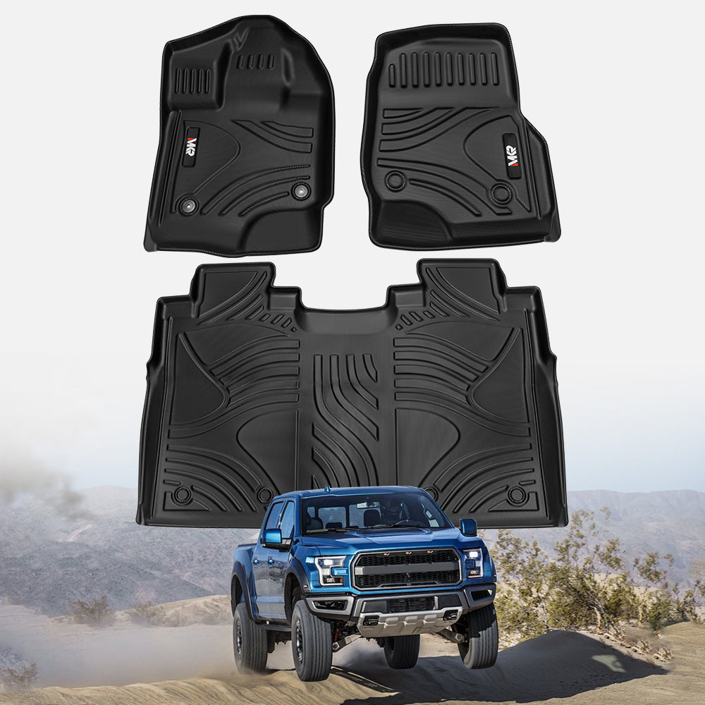 TPE All Weather Floor Mats Fit For Ford F150 2015-2025 Without Fold Flat Storage
