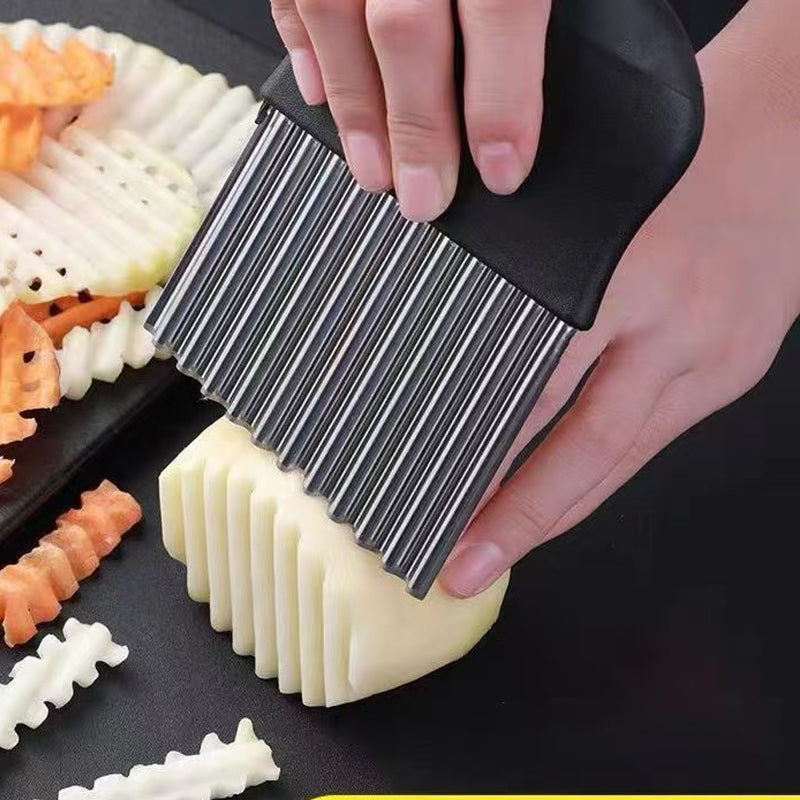 Large Crinkle Cutter,French Fry Slicer,Potato Knife Cutter Fruit Vegetable Wavy 