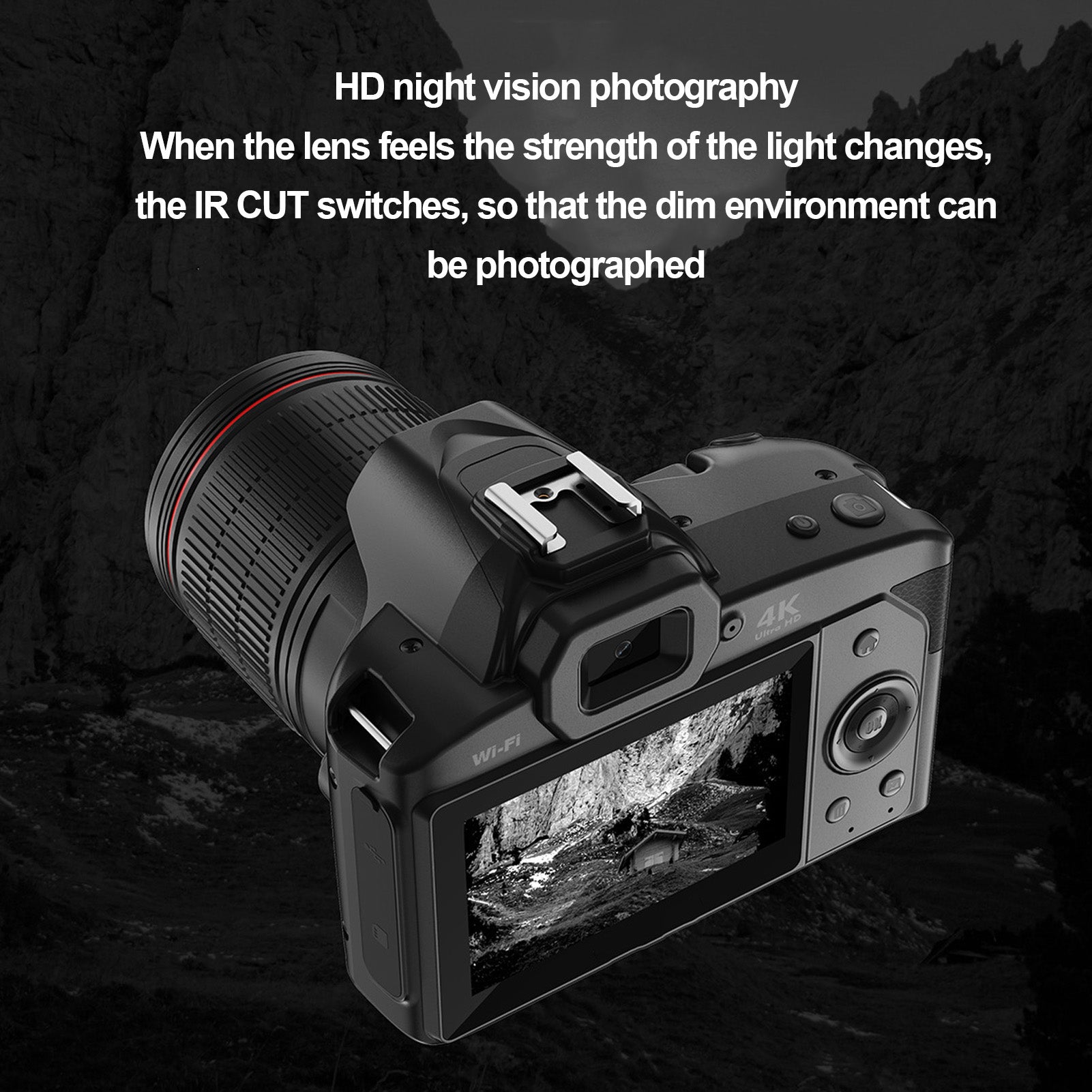 Digital Camera 3 Inch IPS Screen 4K 64MP 16x Digital Zoom Night Vision Wireless 